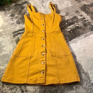 Divided mustard yellow button-front sundress